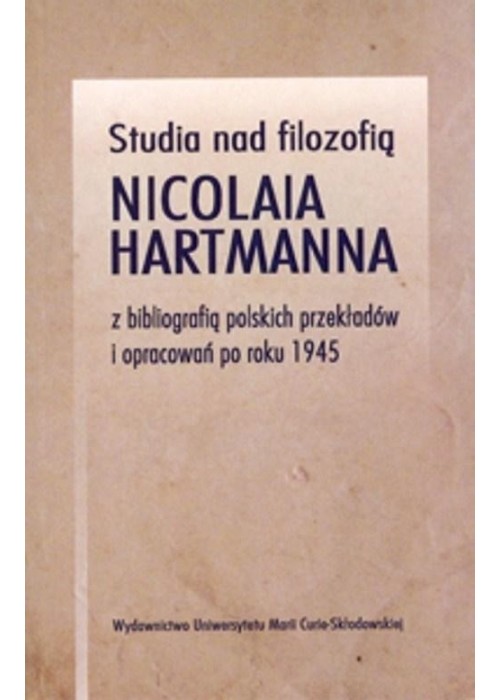 Studia nad filozofią Nicolaia Hartmanna..