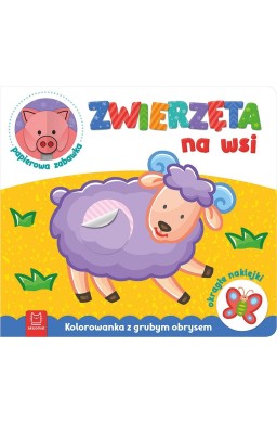 Zwierzęta na wsi. Kolorowanka z grubym obrysem