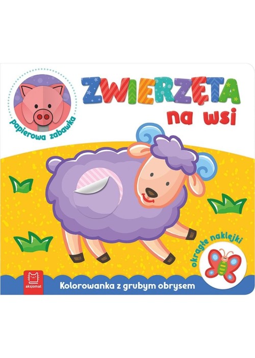 Zwierzęta na wsi. Kolorowanka z grubym obrysem
